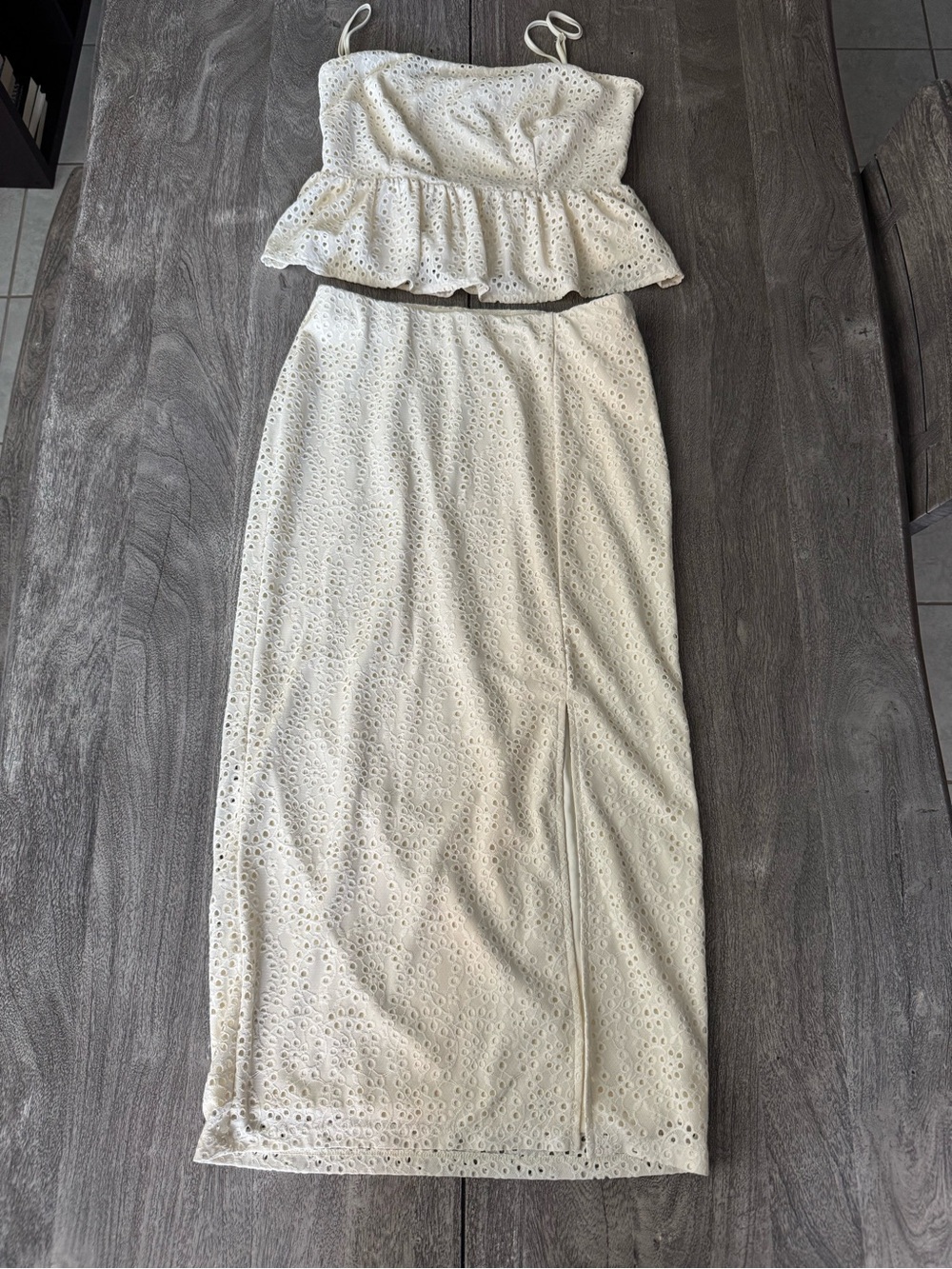 a new day Cream Eyelet Two-Piece Maxi Dress Set